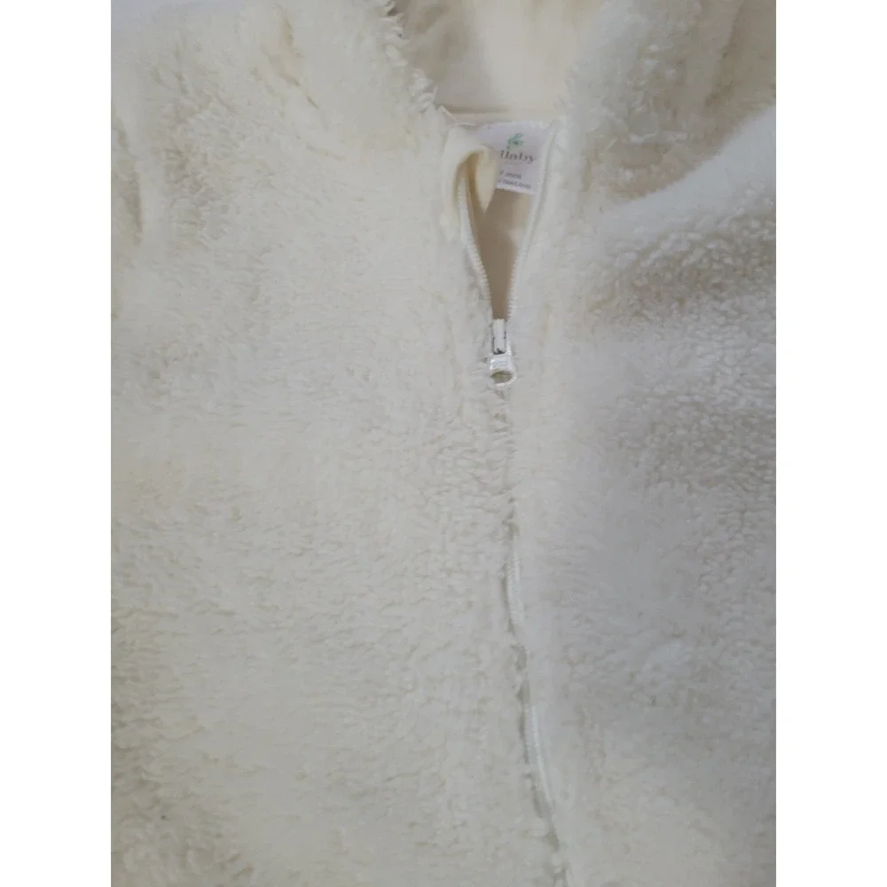 Lullaby Baby 6-9M Ivory Plush Bear Hooded Bunting Snowsuit One Piece